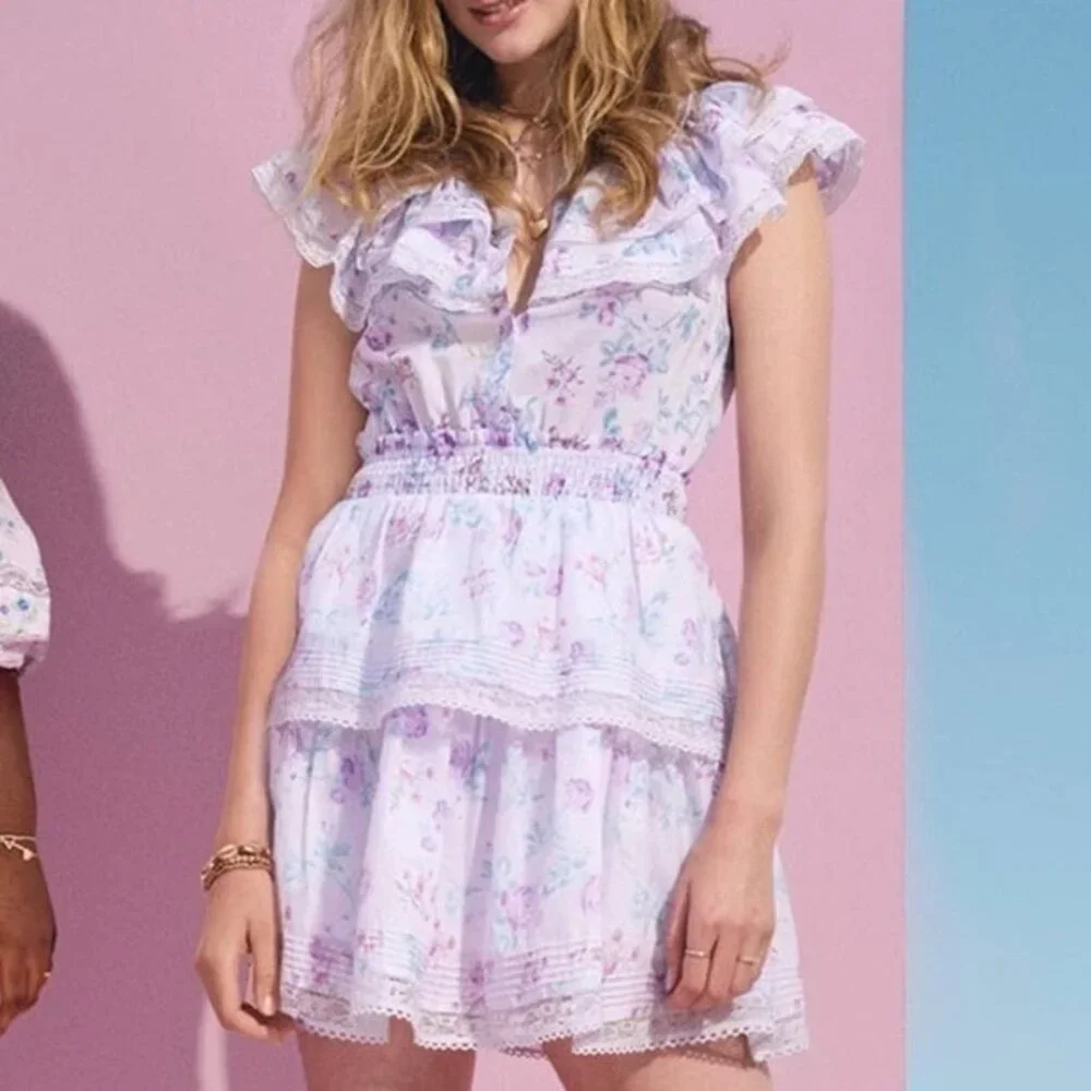 LoveShackFancy x Target LSF Light Purple Lou Mini Sun Dress 100% Cotton L Large - Picture 2 of 16